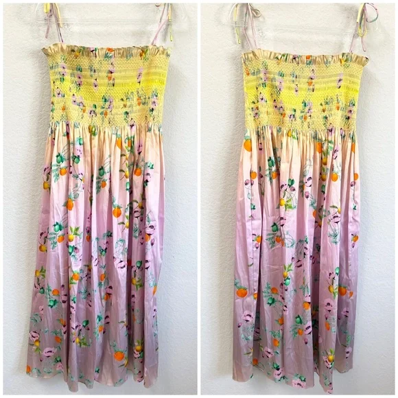 Cynthia Rowley Ombre Floral Smocked Midi Dress